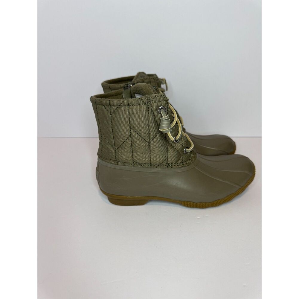 Sperry Saltwater Duck Boots Womens 6.5 Olive Green Waterproof Lace Up Rain Boots - Picture 5 of 8